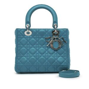 Dior Lady Dior Medium Blue Cannage Lambskin Silver
